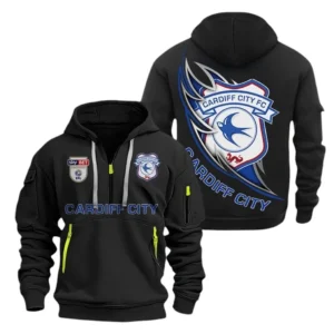 Cardiff City Hoodie Half Zip, All Over Print Hoodie For Cardiff City Fans EPL27042525125 - Black