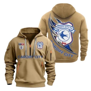 Cardiff City Hoodie Half Zip, All Over Print Hoodie For Cardiff City Fans EPL27042525125 - Khaki