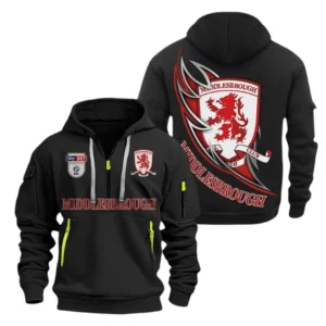 Middlesbrough Hoodie Half Zip, All Over Print Hoodie For Middlesbrough Fans EPL27042525126 - Black