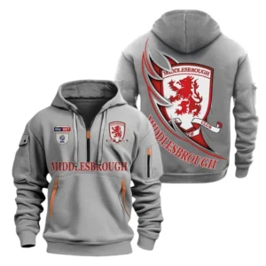 Middlesbrough Hoodie Half Zip, All Over Print Hoodie For Middlesbrough Fans EPL27042525126 - Gray