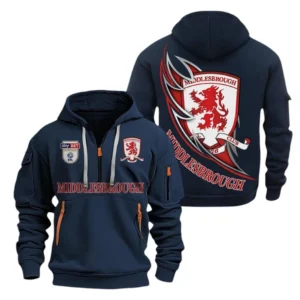 Middlesbrough Hoodie Half Zip, All Over Print Hoodie For Middlesbrough Fans EPL27042525126 - Navy