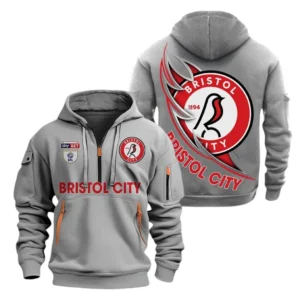 Bristol City Hoodie Half Zip, All Over Print Hoodie For Bristol City Fans EPL27042525127 - Gray