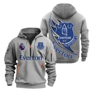 Everton Hoodie Half Zip, All Over Print Hoodie For Everton Fans EPL27042525128 - Gray