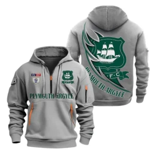 Plymouth Argyle Hoodie Half Zip, All Over Print Hoodie For Plymouth Argyle Fans EPL27042525129 - Gray