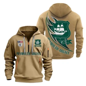 Plymouth Argyle Hoodie Half Zip, All Over Print Hoodie For Plymouth Argyle Fans EPL27042525129 - Khaki