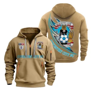 Coventry City Hoodie Half Zip, All Over Print Hoodie For Coventry City Fans EPL27042525130 - Khaki