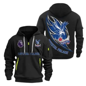 Crystal Palace Hoodie Half Zip, All Over Print Hoodie For Crystal Palace Fans EPL27042525133 - Black