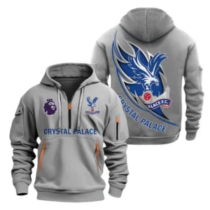 Crystal Palace Hoodie Half Zip, All Over Print Hoodie For Crystal Palace Fans EPL27042525133 - Gray