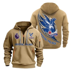 Crystal Palace Hoodie Half Zip, All Over Print Hoodie For Crystal Palace Fans EPL27042525133 - Khaki