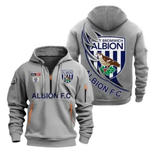 West Bromwich Albion Hoodie Half Zip, All Over Print Hoodie For West Bromwich Albion Fans EPL27042525137 - Gray