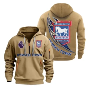Ipswich Town Hoodie Half Zip, All Over Print Hoodie For Ipswich Town Fans EPL27042525139 - Khaki
