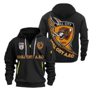 Hull City Hoodie Half Zip, All Over Print Hoodie For Hull City Fans EPL27042525140 - Black