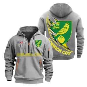 Norwich City Hoodie Half Zip, All Over Print Hoodie For Norwich City Fans EPL27042525142 - Gray