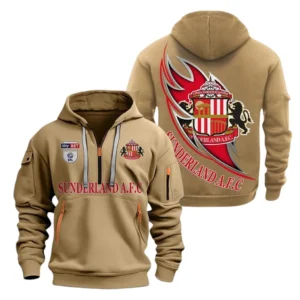 Sunderland Hoodie Half Zip, All Over Print Hoodie For Sunderland Fans EPL27042525144 - Khaki