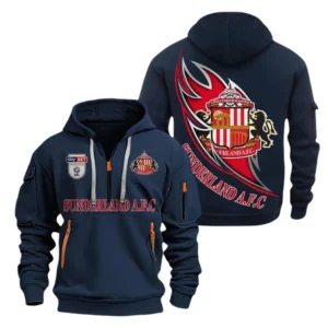 Sunderland Hoodie Half Zip, All Over Print Hoodie For Sunderland Fans EPL27042525144 - Navy