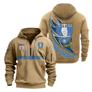 Sheffield Wednesday Hoodie Half Zip, All Over Print Hoodie For Sheffield Wednesday Fans EPL27042525151 - Khaki