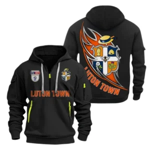 Luton Town Hoodie Half Zip, All Over Print Hoodie For Luton Town Fans EPL27042525152 - Black