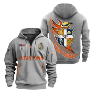Luton Town Hoodie Half Zip, All Over Print Hoodie For Luton Town Fans EPL27042525152 - Gray