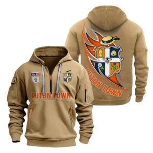 Luton Town Hoodie Half Zip, All Over Print Hoodie For Luton Town Fans EPL27042525152 - Khaki