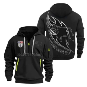 Derby County Hoodie Half Zip, All Over Print Hoodie For Derby County Fans EPL27042525153 - Black