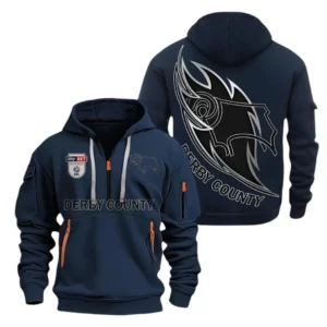 Derby County Hoodie Half Zip, All Over Print Hoodie For Derby County Fans EPL27042525153 - Navy