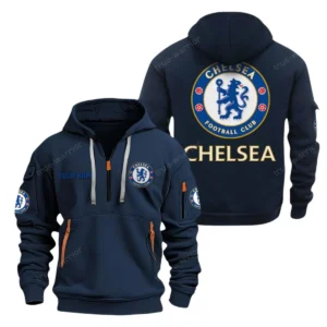 Chelsea Hoodie Half Zip, All Over Print Hoodie For Chelsea Fans EPL28042525888 - Navy