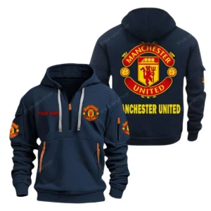 Manchester United Hoodie Half Zip, All Over Print Hoodie For Manchester United Fans EPL28042525889 - Navy