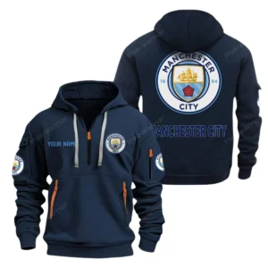 Manchester City Hoodie Half Zip, All Over Print Hoodie For Manchester City Fans EPL28042525892 - Navy