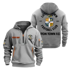 Luton Town Hoodie Half Zip, All Over Print Hoodie For Luton Town Fans EPL28042525894 - Gray