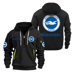 Brighton & Hove Albion Hoodie Half Zip, All Over Print Hoodie For Brighton & Hove Albion Fans EPL28042525897 - Black