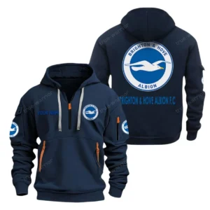 Brighton & Hove Albion Hoodie Half Zip, All Over Print Hoodie For Brighton & Hove Albion Fans EPL28042525897 - Navy