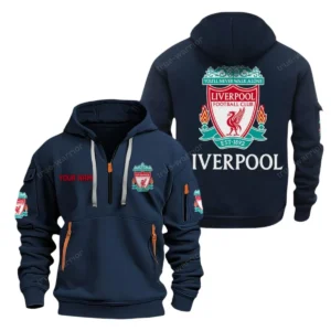 Liverpool Hoodie Half Zip, All Over Print Hoodie For Liverpool Fans EPL28042525898 - Navy