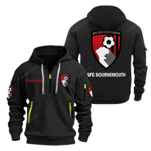 Bournemouth Hoodie Half Zip, All Over Print Hoodie For Bournemouth Fans EPL28042525901 - Black