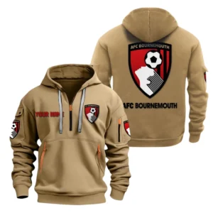 Bournemouth Hoodie Half Zip, All Over Print Hoodie For Bournemouth Fans EPL28042525901 - Khaki