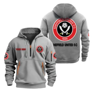 Sheffield United Hoodie Half Zip, All Over Print Hoodie For Sheffield United Fans EPL28042525902 - Gray