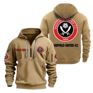 Sheffield United Hoodie Half Zip, All Over Print Hoodie For Sheffield United Fans EPL28042525902 - Khaki