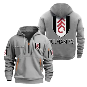 Fulham Hoodie Half Zip, All Over Print Hoodie For Fulham Fans EPL28042525903 - Gray