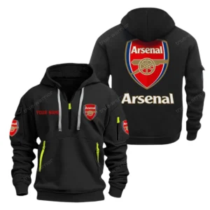 Arsenal Hoodie Half Zip, All Over Print Hoodie For Arsenal Fans EPL28042525904 - Black