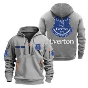 Everton Hoodie Half Zip, All Over Print Hoodie For Everton Fans EPL28042525905 - Gray