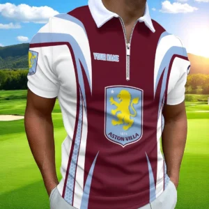 Aston Villa Zip Polo Shirt, All Over Print Shirt For Aston Villa Fans EPL32042925340