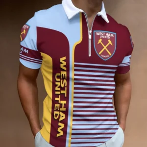 West Ham United Zip Polo Shirt, All Over Print Shirt For West Ham United Fans EPL33050225114