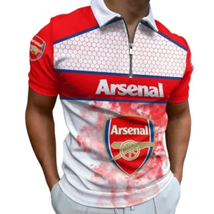 Arsenal Zip Polo Shirt, All Over Print Shirt For Arsenal Fans EPL34050325569
