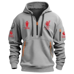 Liverpool Hoodie Half Zip Premier League Champions 2025 EPL40050825888 - Gray