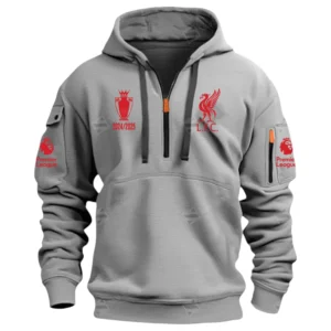 Liverpool Hoodie Half Zip Premier League Champions 2025 EPL40050825889 - Gray