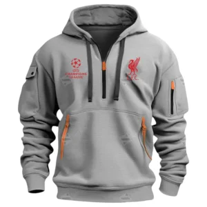 Liverpool Hoodie Half Zip Premier League Champions 2025 EPL40050825891 - Gray