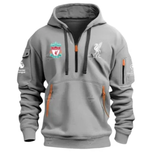 Liverpool Hoodie Half Zip Premier League Champions 2025 EPL40050825892 - Gray