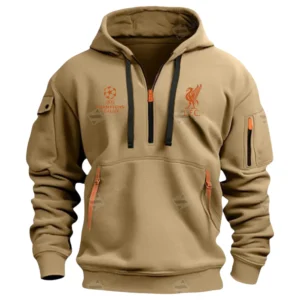 Liverpool Hoodie Half Zip Premier League Champions 2025 EPL40050825896 - Khaki