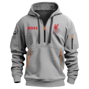 Liverpool Hoodie Half Zip Premier League Champions 2025 EPL40050825899 - Gray