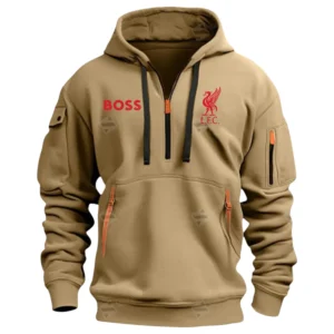 Liverpool Hoodie Half Zip Premier League Champions 2025 EPL40050825899 - Khaki