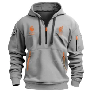 Liverpool Hoodie Half Zip Premier League Champions 2025 EPL40050825903 - Gray